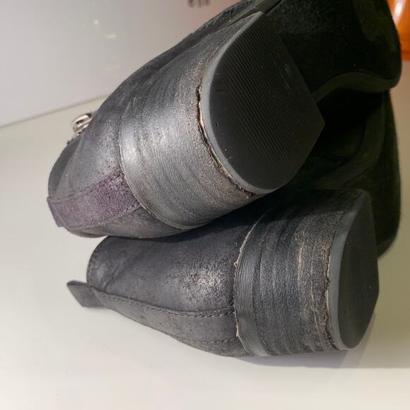 Carlos Santana 7.5 Brie Black Suede Ankle Boots Booties Block Heel Zip Boho - Picture 11 of 13